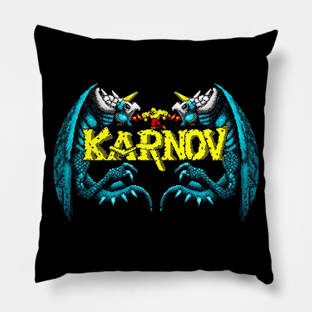 Karnov 8 Bit Pixel Art Pillow by 8 Fists of Tees