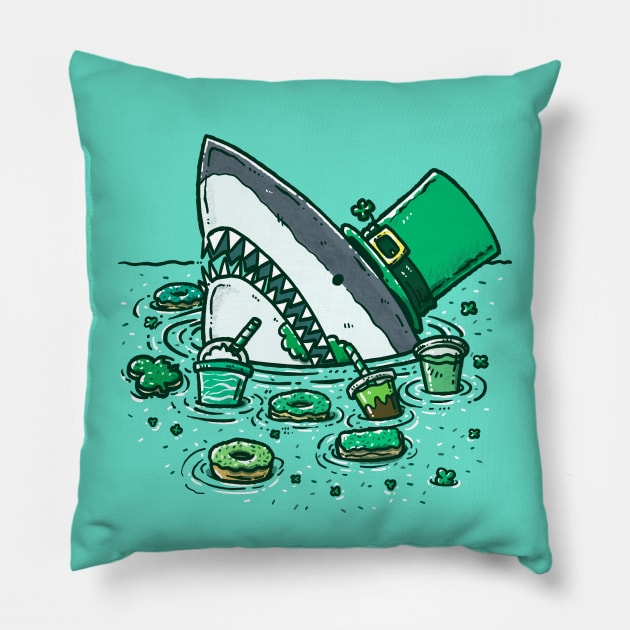 St Patricks Day Sweets Shark Pillow by nickv47