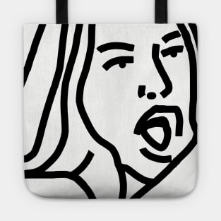 Woman Yelling at Cat Meme Detail Face Line Drawing Tote