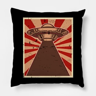 Retro vintage alien ufo Pillow