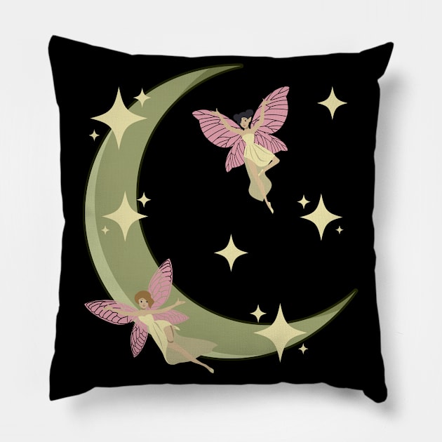 Fairycore Aesthetic Fairy Crescent Moon Fairies Pillow by Alex21