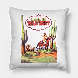 Cowboy Wild West Desert Cactus American Horseback Western Vintage Retro Comic Pillow