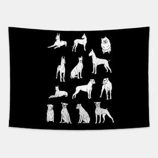 German dog white silhouette art design #4 Tapestry