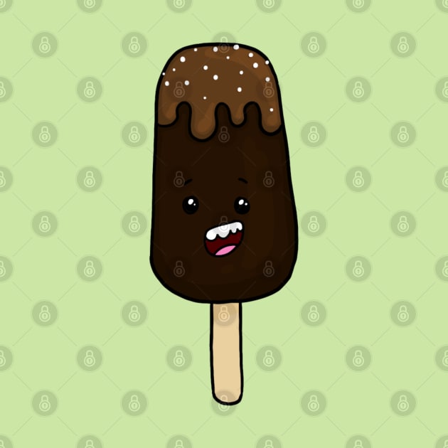 Dark Chocolate Kawaii Ice Cream Treat with Caramel Drizzle by Fun4theBrain