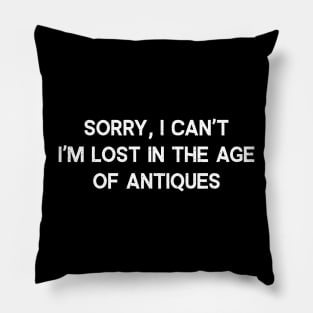 Sorry, I Can't. I'm Lost in the Age of Antiques Pillow