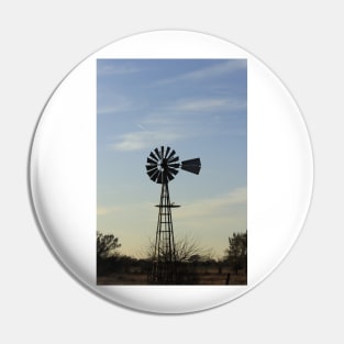 Kansas Windmill in a Pasture with blue sky and clouds Pin