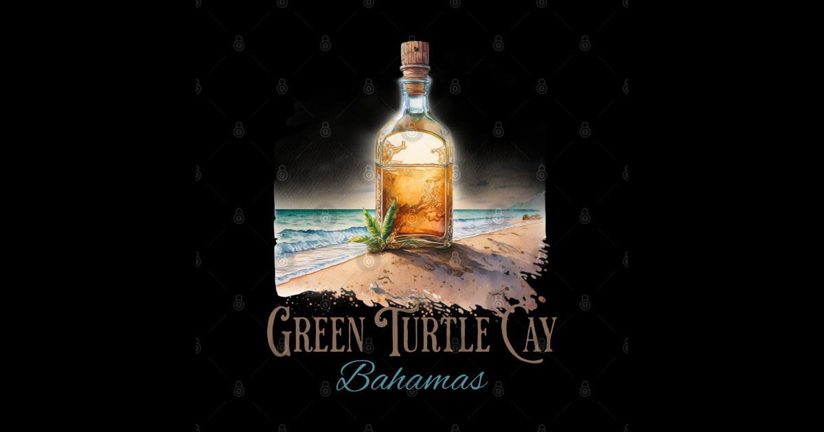 Green Turtle Cay Bahamas Rum Bottle Beach Art - Green Turtle Cay - Mug ...