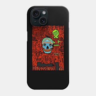 MaleMask NFT with MexicanEye Color and DarkSkin Color - Doodle Style Phone Case