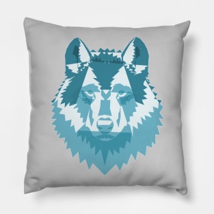 Geometric Blue Wolf Pillow