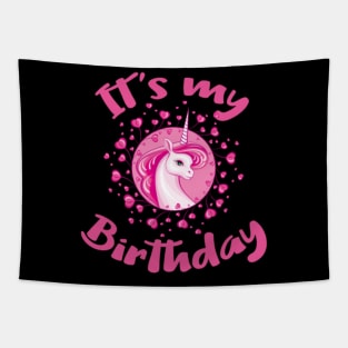 Unicorn Birthday Gift Pink Hearts Cute Unicorns Tapestry