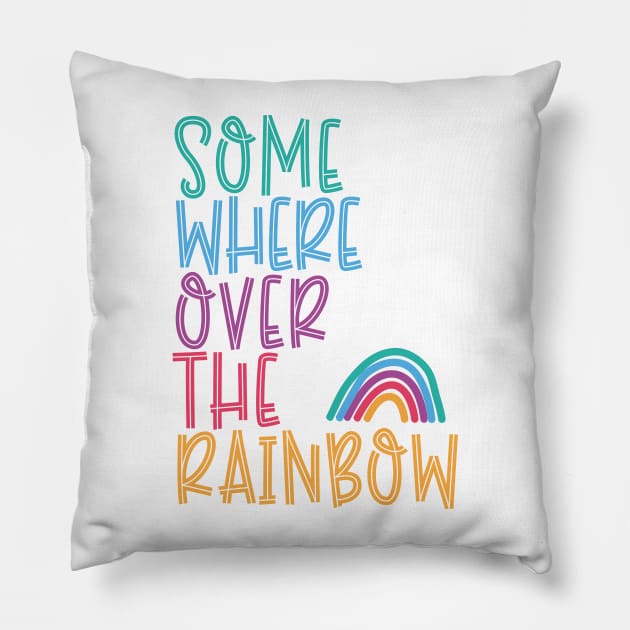 Somewhere Over the Rainbow Colourful Design Pillow by LTFRstudio