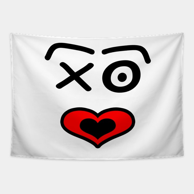 Funny love face -  black and red. Tapestry by kerens