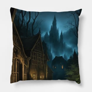 Village of Barovia with Castle Looming Pillow