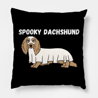 Spooky Dachshund. Halloween, Ghost, Dog lover Pillow