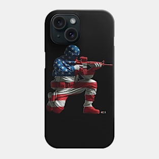 American Military Soldier and USA Flag by focusln Phone Case