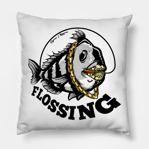 Flossing Sheepshead - Fish Art Pillow by CypressMangrove