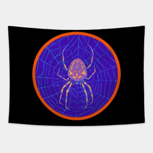 Halloween Spider In A Web, Vintage Woodcut Style Tapestry