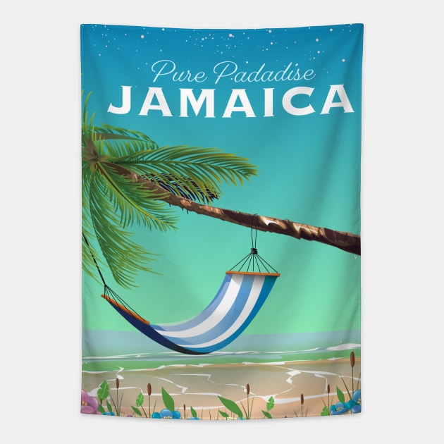 Jamaica Travel poster Tapestry by nickemporium1