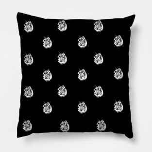 Metallic Silver Rosebuds on a Black Background Pillow