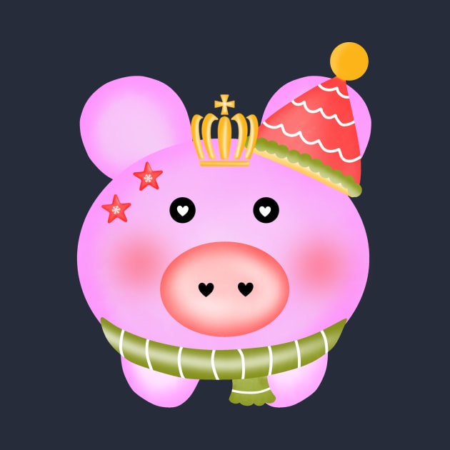 Cute christmas pig by Onanong art design shop.