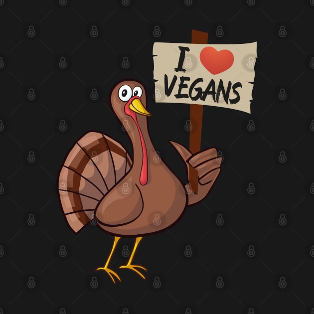 I Love Vegan funny thanksgiving turkey by MZeeDesigns