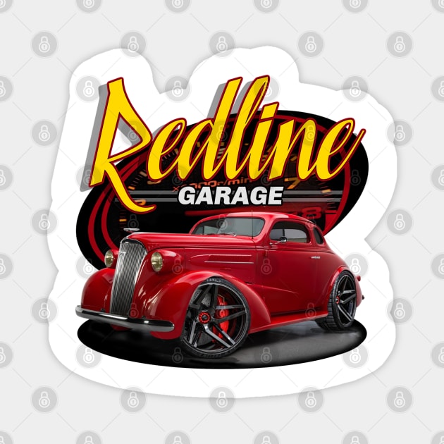 Redline Garage ~ 1937 Chevy Magnet by Wilcox PhotoArt