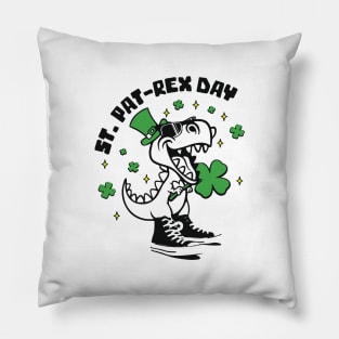 St Patrex Day Lucky Saurus Shamrock Pillow