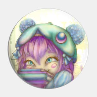 Chibi Girl Book Aesthetic Pin