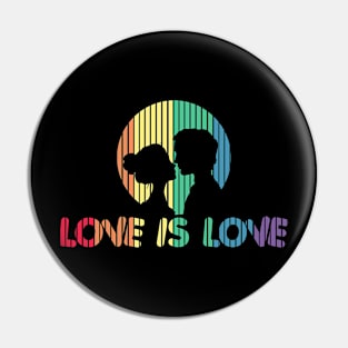 Adorable Love is Love Colorful Rainbow Silhouette Pin