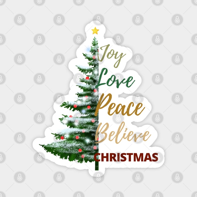 Joy, love, peace, believe, Christmas. Magnet by WhaleSharkShop