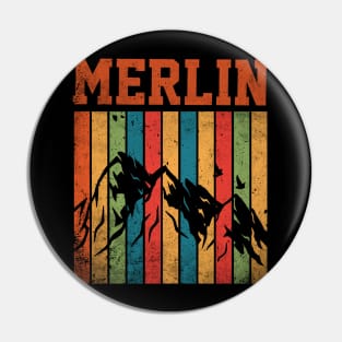 Rainbow Graphic Merlin Proud Name Birthday 70s 80s 90s Vintage Styles Pin