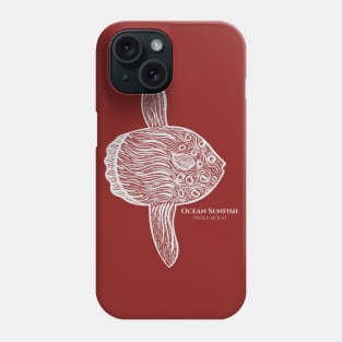 Ocean Sunfish or Mola with Common and Scientific Names - fish art Phone Case