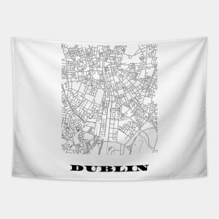 Map of Dublin, Ireland Minimalist Line Drawing Tapestry