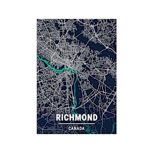 Richmond Blue Dark Color City Map T-Shirt