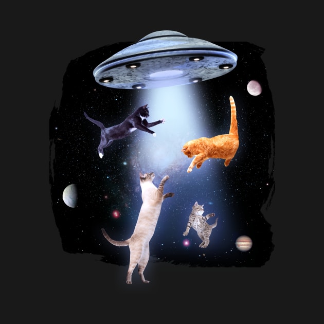 Cats In Space With UFO by Visual Vibes