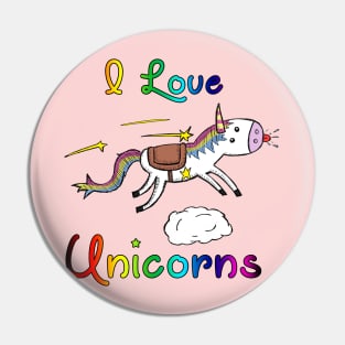 I Love Unicorns Pin