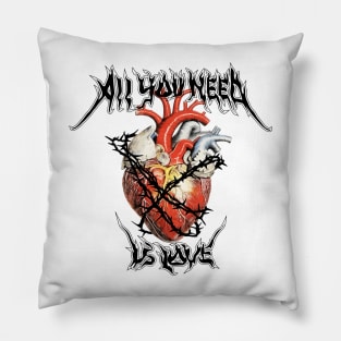 Realistic heart with barbed wire and tribal quote All you need is love Pillow