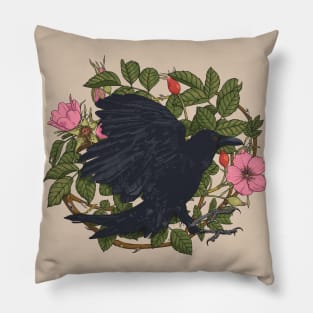 Raven and roses Pillow