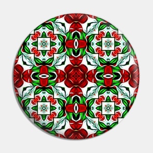 Red and Green Christmas Pattern Number 3 Pin