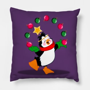 juggling penguin for Christmas Pillow