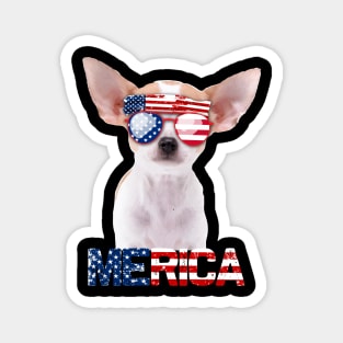 Merica Chihuahua Dog American Flag 4Th Of July Magnet