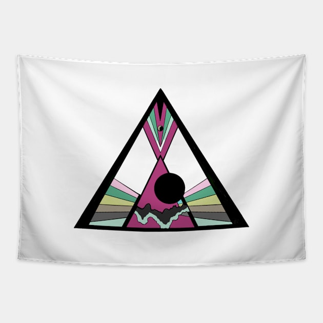 Vintage Sunset in a triangle Tapestry by Don’t Care Co