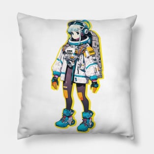 Cute Girl with Space Suit Pillow