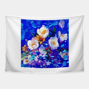 Delicate Bouquet on Cobalt Blue Tapestry