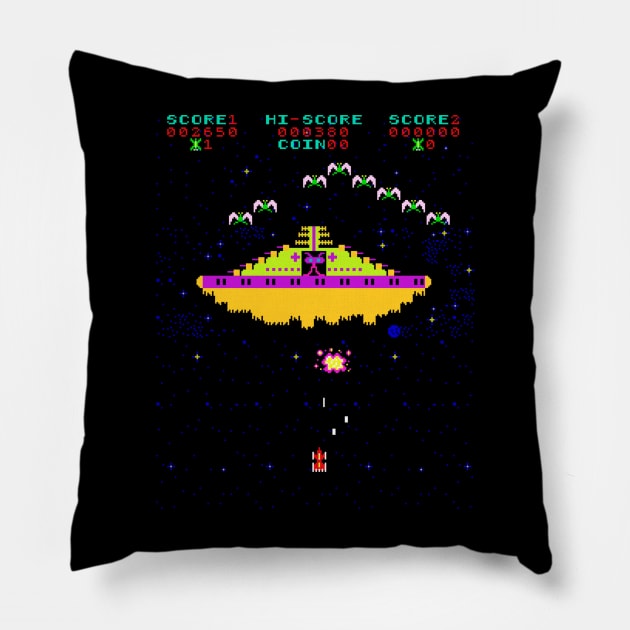 Mod.1 Arcade Phoenix Space Invader Video Game Pillow by parashop