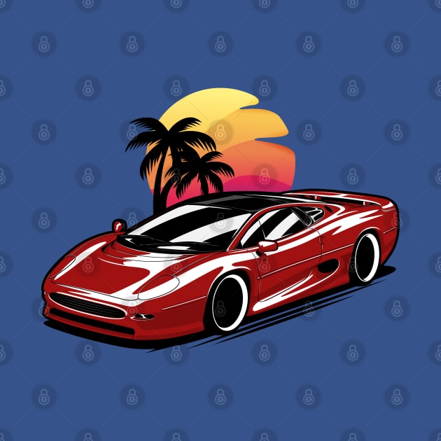 Red XJ220 Classic Supercar Sunset by KaroCars