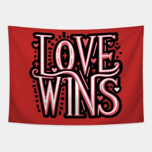 LOVE WINS - TYPOGRAPHY INSPIRATIONAL QUOTES Tapestry