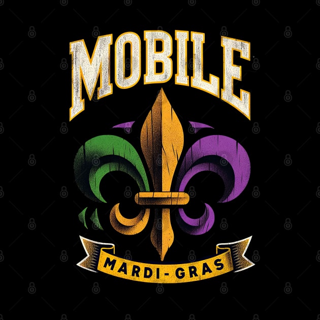 Mobile Mardi Gras Majesty: Vintage Fleur-de-lis Celebration Shirt" by Mapd