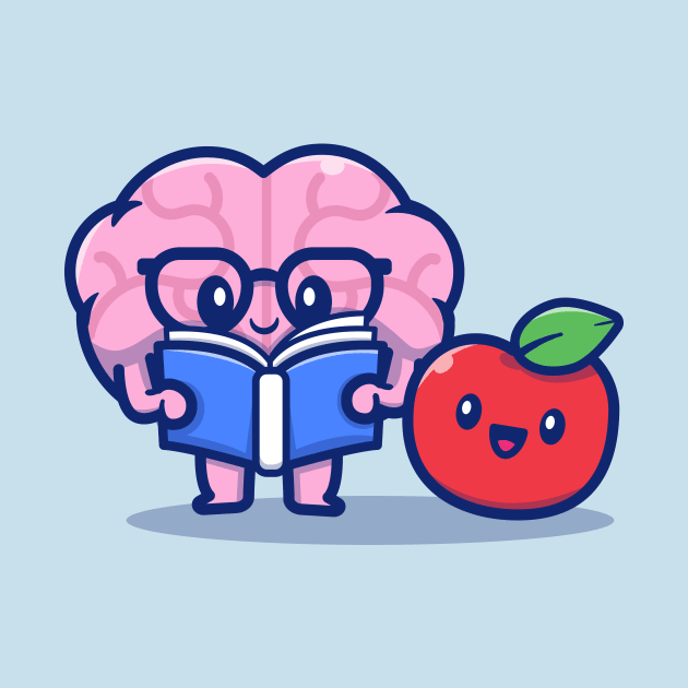 Cute Brain Reading Book With Apple by Catalyst Labs