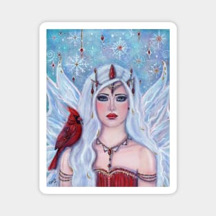 Magical winter gift  fairy art by Renee Lavoie Magnet